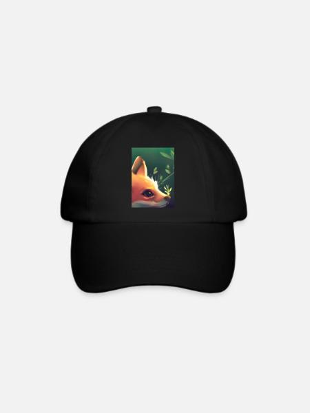 Niedliche Fuchs-Malerei - Baseballkappe - Schwarz/Schwarz