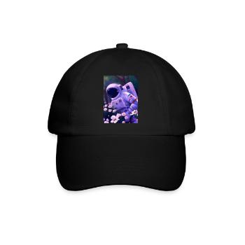Astronaut in Blumen - Baseballkappe - Schwarz/Schwarz - Vorne