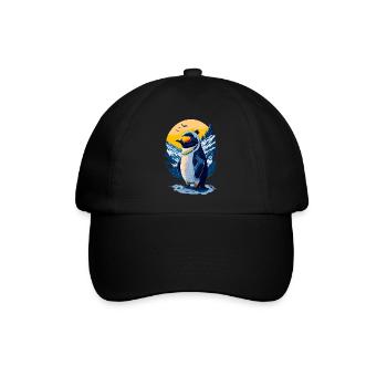 Niedlicher Pinguin - Baseballkappe - Schwarz/Schwarz - Vorne