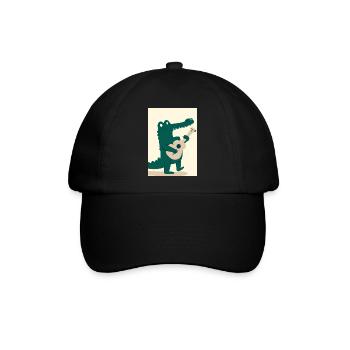 Krokodil spielt Gitarre - Baseballkappe - Schwarz/Schwarz - Vorne