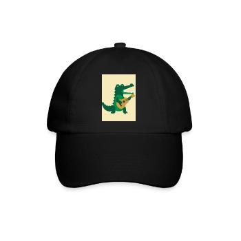 Krokodil spielt Gitarre - Baseballkappe - Schwarz/Schwarz - Vorne