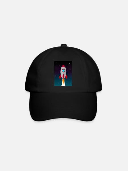 Fliegende Weltraumrakete - Baseballkappe - Schwarz/Schwarz