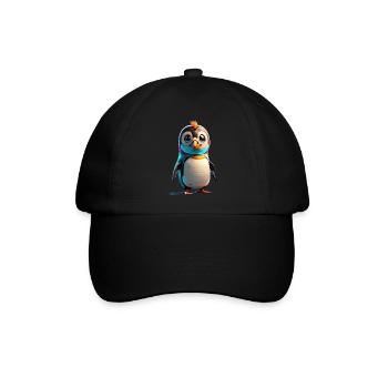 Roboter Pinguin - Baseballkappe - Schwarz/Schwarz - Vorne