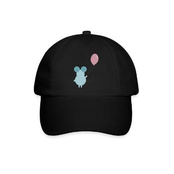 MOUSE HOLDING A BALLOON ILLUSTRATION - Baseballkappe - Schwarz/Schwarz - Vorne