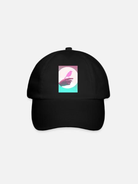 Retro-Vogel - Baseballkappe - Schwarz/Schwarz