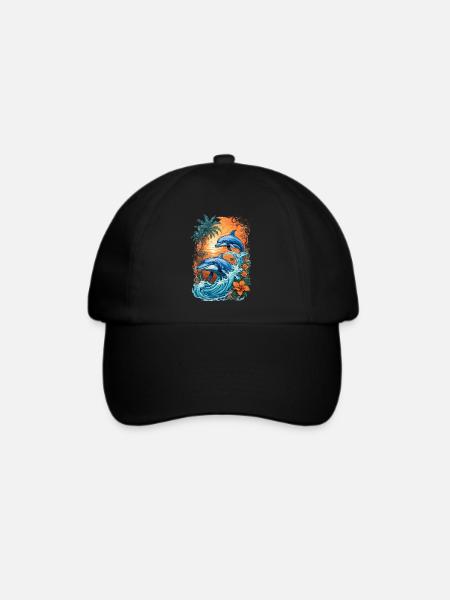 Funny Dolphins - Baseballkappe - Schwarz/Schwarz