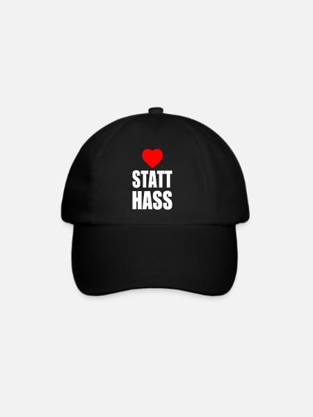 Herz statt hass - Baseballkappe - Schwarz/Schwarz