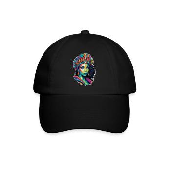 Afro Frau - Schönheit - Baseballkappe - Schwarz/Schwarz - Vorne