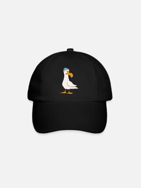 Möwe - Baseballkappe - Schwarz/Schwarz