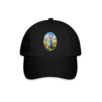 Osterhase mit Ei, Oval - Baseballkappe - Schwarz/Schwarz - Vorne