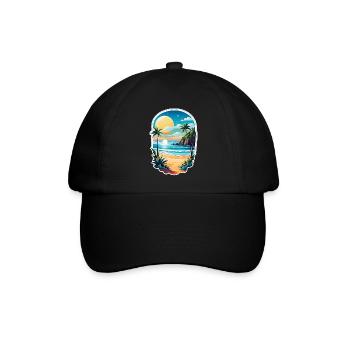 Strandurlaub Sonne Meer - Baseballkappe - Schwarz/Schwarz - Vorne
