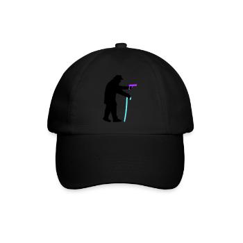 Opa Räuber Silhouette mit Gehstock und Pistole - Baseballkappe - Schwarz/Schwarz - Vorne