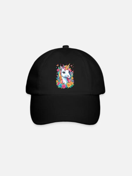 Süßes Einhorn - Baseballkappe - Schwarz/Schwarz