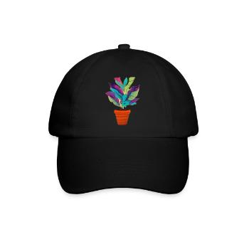 Bunte Zimmerpflanze. Künstlerische Topfpflanze. - Baseballkappe - Schwarz/Schwarz - Vorne