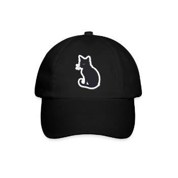 Katze Silhouette - Baseballkappe - Schwarz/Schwarz - Vorne