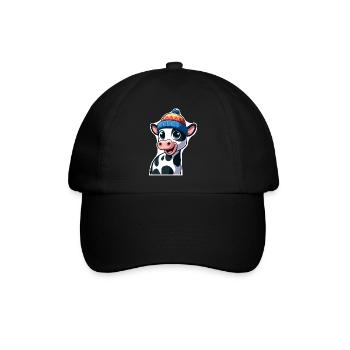 Kälbchen mit Mütze - Baseballkappe - Schwarz/Schwarz - Vorne