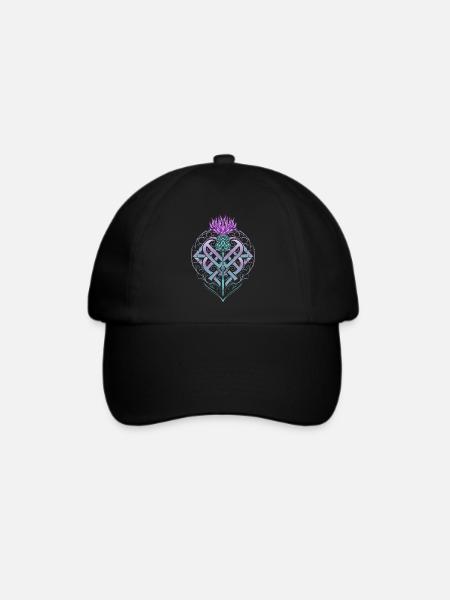 Distel Schild Celtic Knots Thistle Lover - Baseballkappe - Schwarz/Schwarz