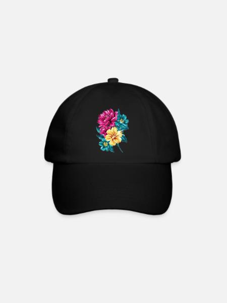 Blumenstrauß - Baseballkappe - Schwarz/Schwarz