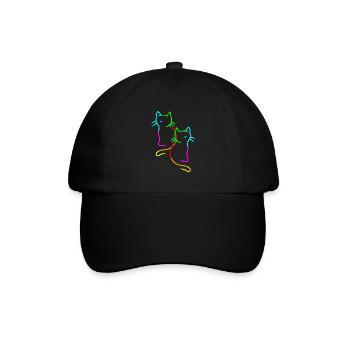 80er 90er Retro Vintage Regenbogen Katzen Katze - Baseballkappe - Schwarz/Schwarz - Vorne