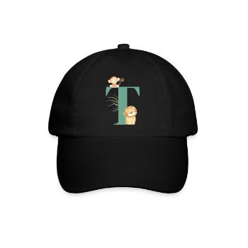 Buchstabe t grüne Dschungeltiere - Baseballkappe - Schwarz/Schwarz - Vorne