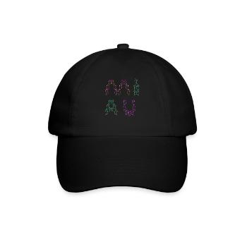 80er 90er Retro Miau Katzen Katze - Baseballkappe - Schwarz/Schwarz - Vorne