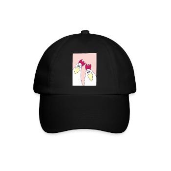 lustige huehner pink - Baseballkappe - Schwarz/Schwarz - Vorne