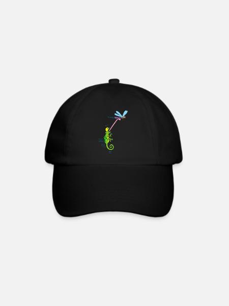 Die Libelle und das Chamäleon - Baseballkappe - Schwarz/Schwarz