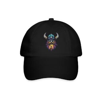 Wikinger Helm - Baseballkappe - Schwarz/Schwarz - Vorne