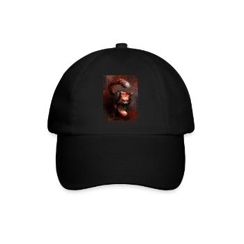 Schleichender Roter Luchs [Handgemalt] - Baseballkappe - Schwarz/Schwarz - Vorne