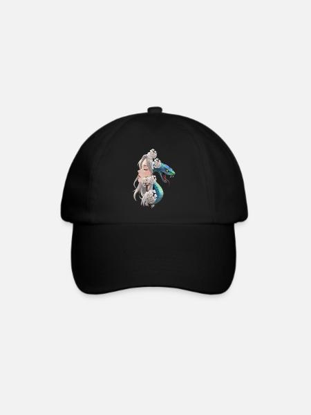 Mystische Frau mit Schlangenmotiv - Baseballkappe - Schwarz/Schwarz