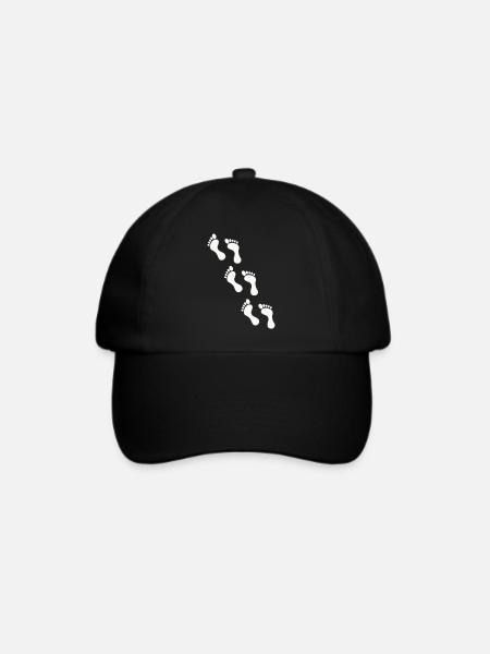 Kleine Fußabdrücke auf Schwarz - Baseballkappe - Schwarz/Schwarz