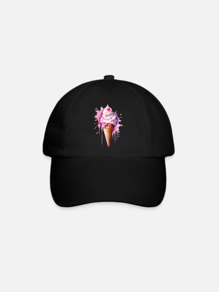 Wasserfarbe Eiscreme Tropfen - Baseballkappe - Schwarz/Schwarz