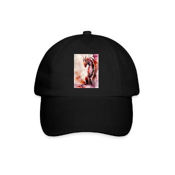 Roter Aquarell-Drache - Baseballkappe - Schwarz/Schwarz - Vorne