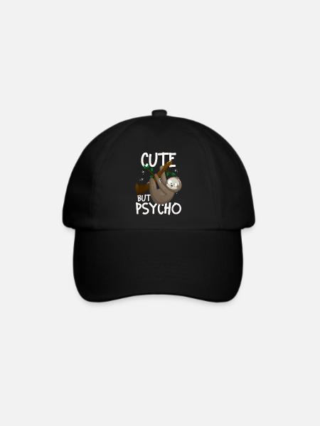 Cute But Psycho Verrücktes Faultier - Baseballkappe - Schwarz/Schwarz