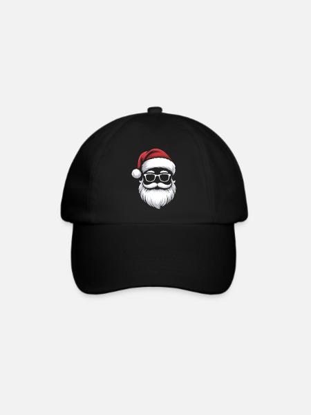 Weihnachtsmann mit Schnurrbart Brille - Baseballkappe - Schwarz/Schwarz