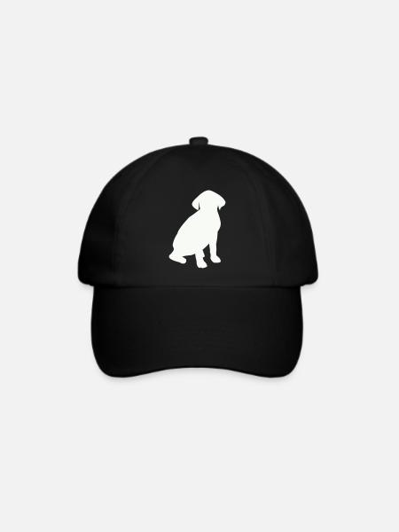 Sitzender Hund Silhouette - Baseballkappe - Schwarz/Schwarz