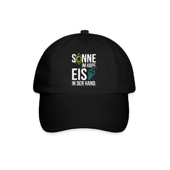 Sonne im Herzen, Eis in der Hand – Coole Sommer‑Me - Baseballkappe - Schwarz/Schwarz - Vorne