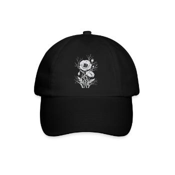Mohnblumen - Baseballkappe - Schwarz/Schwarz - Vorne