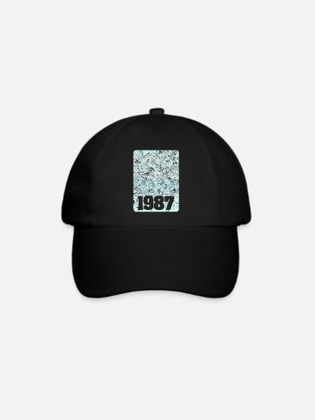 Zahl 1987 - Baseballkappe - Schwarz/Schwarz