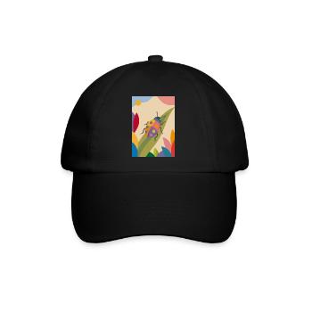 Buntes Insekt im Blumenfeld – Naturmotiv  - Baseballkappe - Schwarz/Schwarz - Vorne