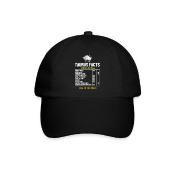 Sternzeichen Stier - Baseballkappe - Schwarz/Schwarz - Vorne