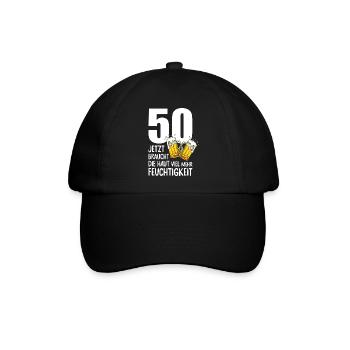 50 Geburtstag Bier Männer Lustiger Spruch - Baseballkappe - Schwarz/Schwarz - Vorne