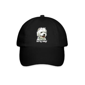 Westie weißer Text "Sei mein Baby" - Baseballkappe - Schwarz/Schwarz - Vorne
