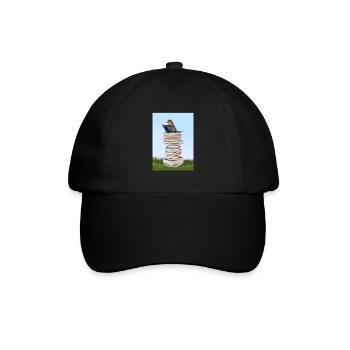 Rotkehlchen liest Bücher Vogelfreund Singvogel - Baseballkappe - Schwarz/Schwarz - Vorne