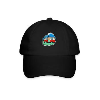 vintage camper car - Baseballkappe - Schwarz/Schwarz - Vorne