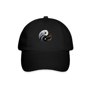 Ying Yang Motiv - Baseballkappe - Schwarz/Schwarz - Vorne