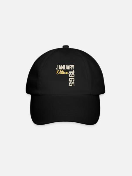 Geburtstagsgeschenk geboren im Januar 1965 - 1965 - Baseballkappe - Schwarz/Schwarz