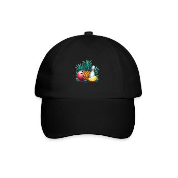 Bowlingkugel und Ananas - Baseballkappe - Schwarz/Schwarz - Vorne