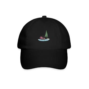 Segelboot Segeln mit Krake Geschenk - Baseballkappe - Schwarz/Schwarz - Vorne