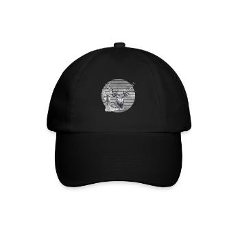 Hirsch und Reh - Baseballkappe - Schwarz/Schwarz - Vorne